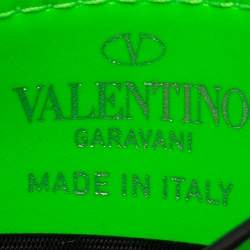 Pre Owned Valentino Neon Green Leather VLTN Card Holder