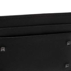 Pre Owned Valentino Black Leather Rockstud Card Holder