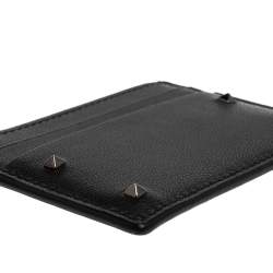 Pre Owned Valentino Black Leather Rockstud Card Holder