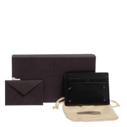 Pre Owned Valentino Black Leather Rockstud Card Holder
