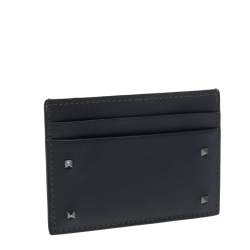 Valentino Dark Grey Leather Rockstud Card Holder