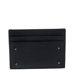 Valentino Dark Grey Leather Rockstud Card Holder