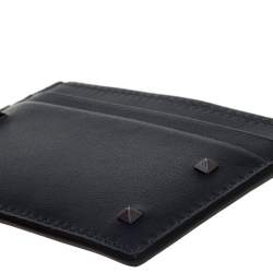 Valentino Dark Grey Leather Rockstud Card Holder