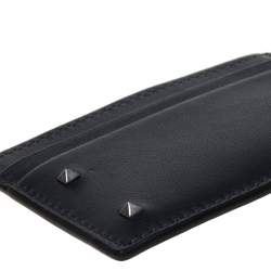 Valentino Dark Grey Leather Rockstud Card Holder