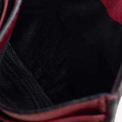 Valentino Burgundy/Black Canvas and Leather Star Patch Card Holder