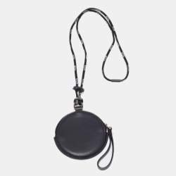 Pre Owned Valentino Black Leather VLTN Lanyard Coin Purse