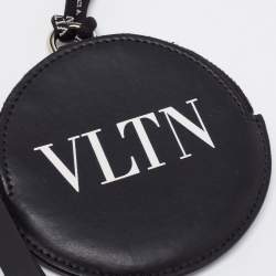 Pre Owned Valentino Black Leather VLTN Lanyard Coin Purse