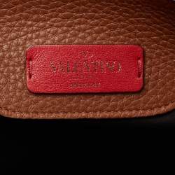 Valentino Brown Leather Large Rockstud Tote