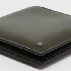 Pre Owned Valentino Olive Green Leather Rockstud Bifold Wallet
