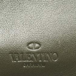 Pre Owned Valentino Olive Green Leather Rockstud Bifold Wallet