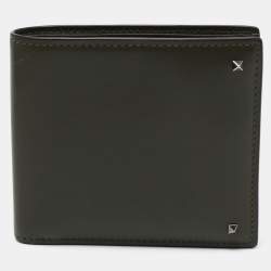 Pre Owned Valentino Olive Green Leather Rockstud Bifold Wallet