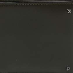 Pre Owned Valentino Olive Green Leather Rockstud Bifold Wallet