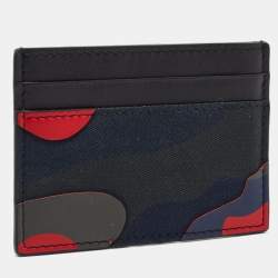 Valentino Multicolor Camouflage Canvas and Leather Card Holder