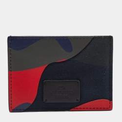 Valentino Multicolor Camouflage Canvas and Leather Card Holder