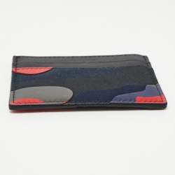Valentino Multicolor Camouflage Canvas and Leather Card Holder