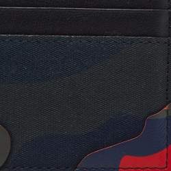 Valentino Multicolor Camouflage Canvas and Leather Card Holder
