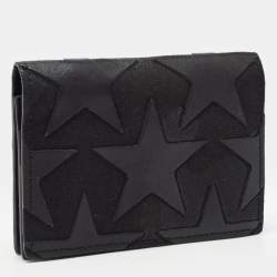 Valentino Black Leather Star Patch Flap Card Case