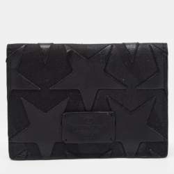 Valentino Black Leather Star Patch Flap Card Case