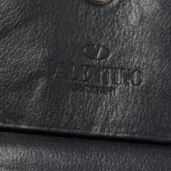 Valentino Black Leather Star Patch Flap Card Case
