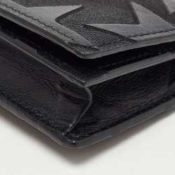 Valentino Black Leather Star Patch Flap Card Case