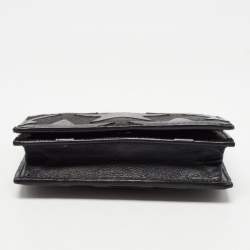Valentino Black Leather Star Patch Flap Card Case