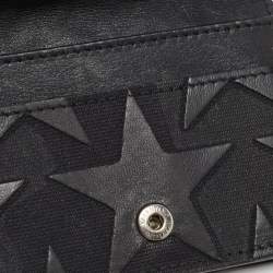 Valentino Black Leather Star Patch Flap Card Case