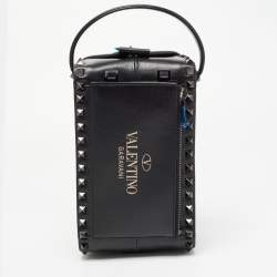 Valentino Black Leather Rockstud Shoe Bag