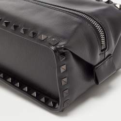 Valentino Black Leather Rockstud Shoe Bag