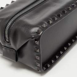 Valentino Black Leather Rockstud Shoe Bag