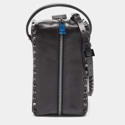 Valentino Black Leather Rockstud Shoe Bag