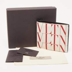 Pre Owned Valentino Red/White Leather VLTN Times Bifold Wallet 