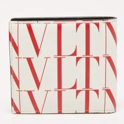 Pre Owned Valentino Red/White Leather VLTN Times Bifold Wallet 