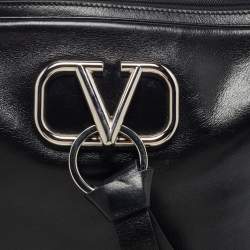 Valentino Black Leather VRing Zip Pouch