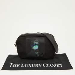 Valentino Black Canvas and Leather Convertible Waist Crossbody Bag