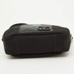 Valentino Black Canvas and Leather Convertible Waist Crossbody Bag
