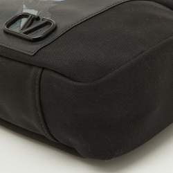 Valentino Black Canvas and Leather Convertible Waist Crossbody Bag