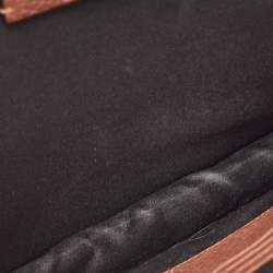 Valentino Brown Leather Logo Embossed Wristlet Clutch