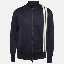 Valentino Navy Blue Cotton Knit Contrast Archive Stripe Track Jacket L