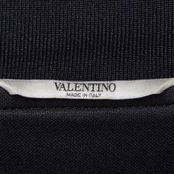 Valentino Navy Blue Cotton Knit Contrast Archive Stripe Track Jacket L