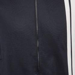 Valentino Navy Blue Cotton Knit Contrast Archive Stripe Track Jacket L