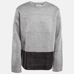 Valentino Grey Leather Trim Neoprene Sweatshirt L