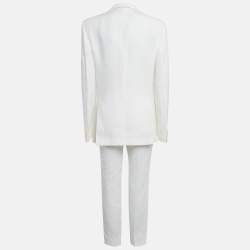 Pre Owned Valentino White Linen Tailored Suit L