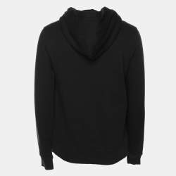 Pre Owned Valentino Black Cotton Knit Logo Embossed Hoodie M