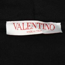 Pre Owned Valentino Black Cotton Knit Logo Embossed Hoodie M
