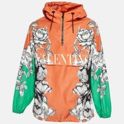 Valentino Orange Dark Blooming Floral Printed Anorak L
