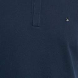 Pre Owned Valentino Navy Blue Cotton Polo Stud Detail T-Shirt L