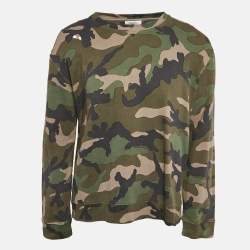 Valentino Green Camouflage Print Cotton Knit Sweatshirt L