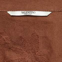 Valentino Brown Cotton Bead Embellished Blouson Jacket S