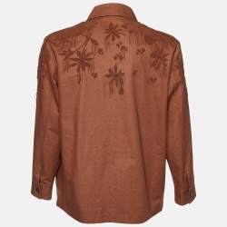 Valentino Brown Cotton Bead Embellished Blouson Jacket S
