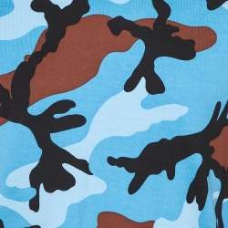Valentino Blue Camo Print Cotton Round Neck T-Shirt L
